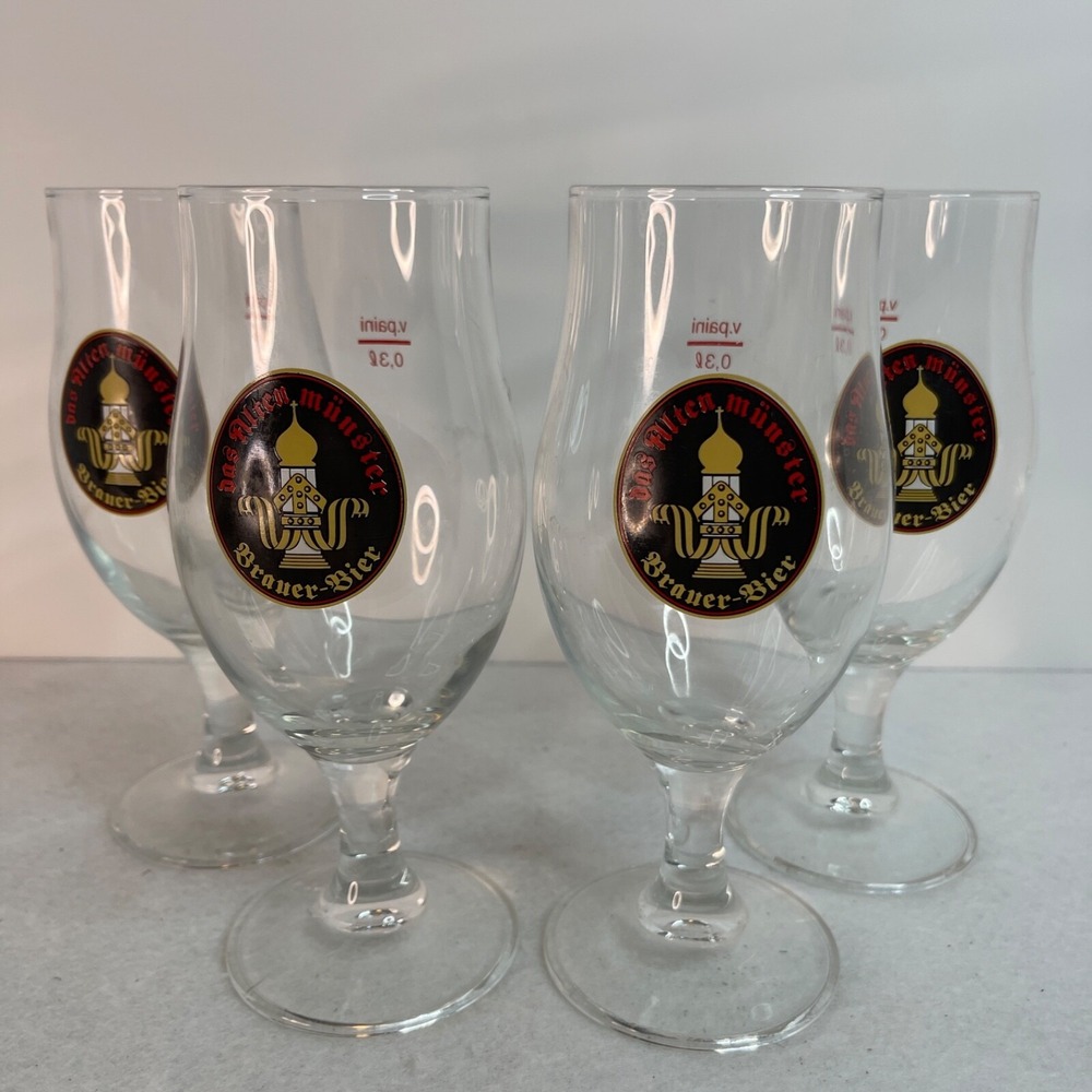 Das Altenmunster Brauer Bier Black Logo Vintage Glass Goblet or Chalice Set of 4